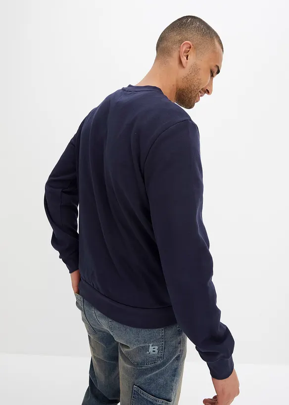 Sweatshirt in Regular-Fit in blau von hinten (im Anschnitt) - bonprix