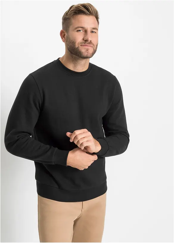 Sweatshirt in Regular-Fit in schwarz von vorne (im Anschnitt) - bonprix