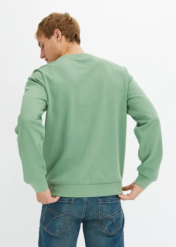 Sweatshirt aus weichem Baumwoll-Mix in grün von hinten (im Anschnitt) - bonprix