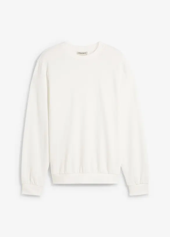 Sweatshirt aus weichem Baumwoll-Mix in weiß von vorne - bonprix