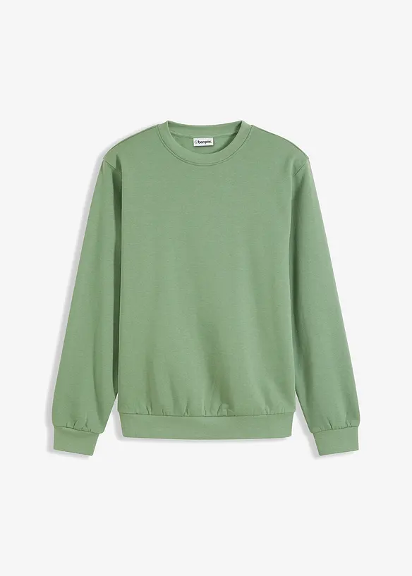 Sweatshirt aus weichem Baumwoll-Mix in grün von vorne - bonprix