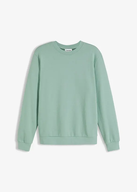 Sweatshirt aus weichem Baumwoll-Mix in grün von vorne - bonprix