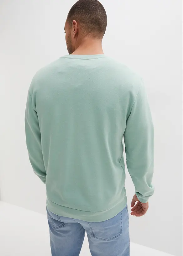 Sweatshirt aus weichem Baumwoll-Mix in grün von hinten (im Anschnitt) - bonprix