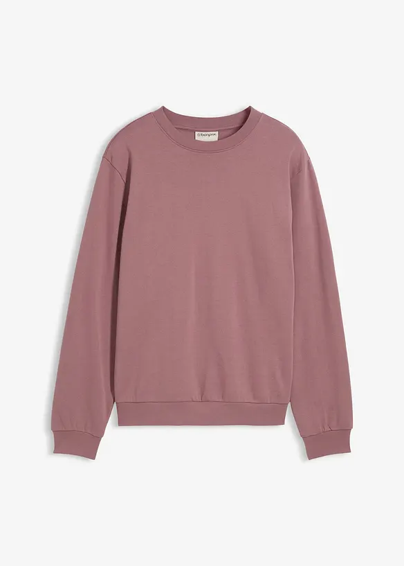 Sweatshirt aus weichem Baumwoll-Mix in lila von vorne - bonprix