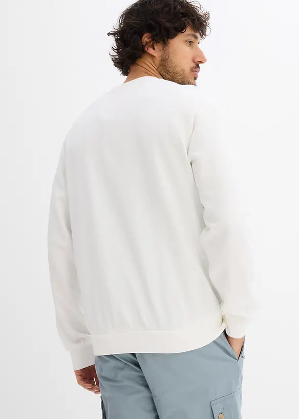 Sweatshirt aus weichem Baumwoll-Mix in weiß von hinten (im Anschnitt) - bonprix
