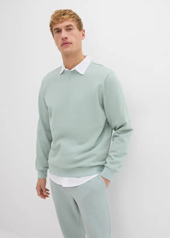 Sweatshirt aus weichem Baumwoll-Mix in grau von vorne (im Anschnitt) - bonprix