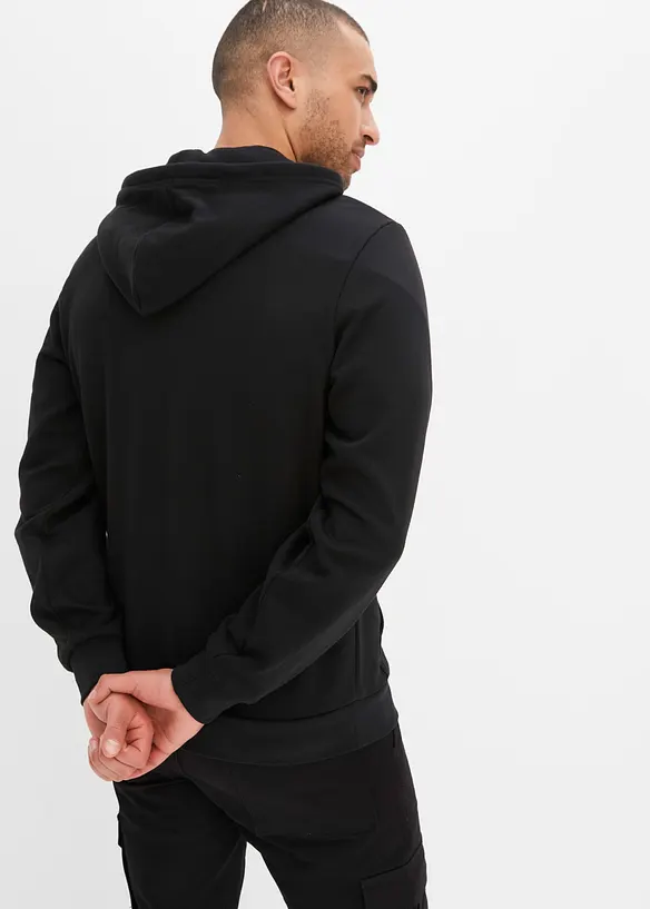 Kapuzen-Sweatjacke in Regular Fit in schwarz von hinten (im Anschnitt) - bonprix