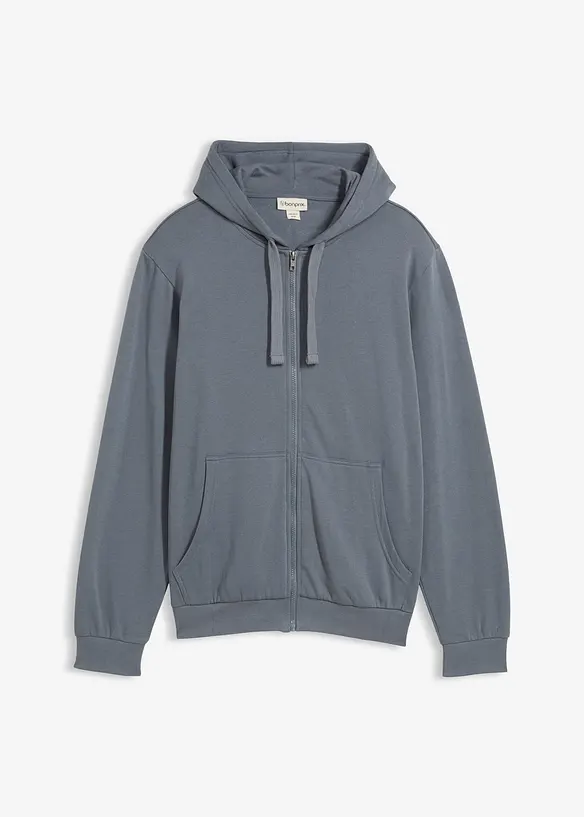 Kapuzen-Sweatjacke in Regular Fit in blau von vorne - bonprix