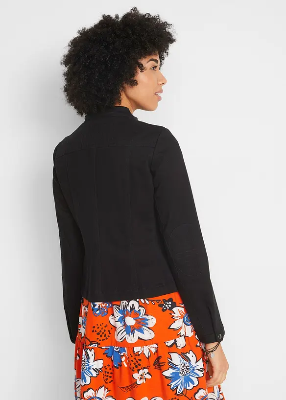 Jacke aus Baumwoll-Twill mit seitlichen Stretcheinsätzen in schwarz von hinten (im Anschnitt) - bonprix Jacke aus Baumwoll-Twill mit seitlichen Stretcheinsätzen in schwarz von hinten (im Anschnitt) - bonprix