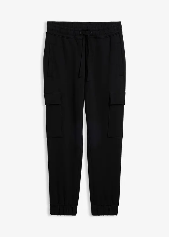 Jogginghose mit Cargotaschen, Loose Fit in schwarz von vorne - bonprix Jogginghose mit Cargotaschen, Loose Fit in schwarz von vorne - bonprix