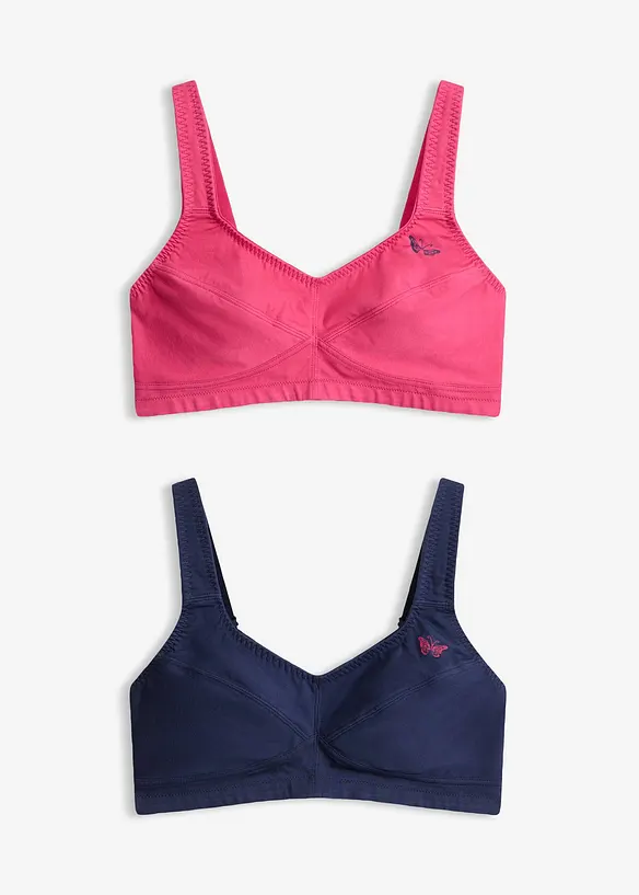 BH ohne Bügel mit Bio-Baumwolle (2er Pack) in pink von vorne - bonprix