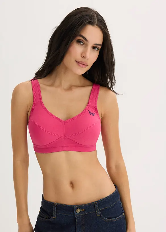 BH ohne Bügel mit Bio-Baumwolle (2er Pack) in pink von vorne (im Anschnitt) - bonprix