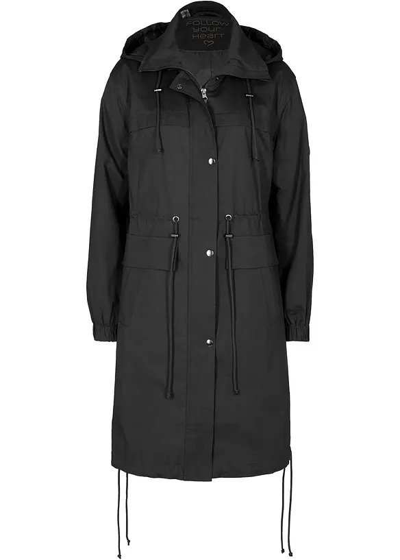 Trench-Parka mit großen Taschen in schwarz von vorne - bonprix