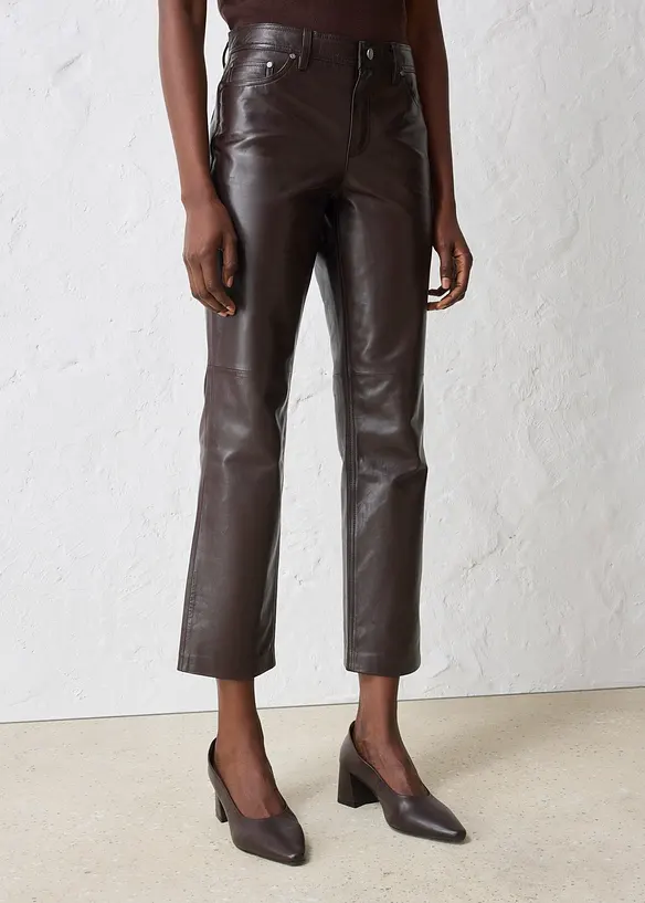 Lammnappa-Lederhose in braun von vorne - bonprix