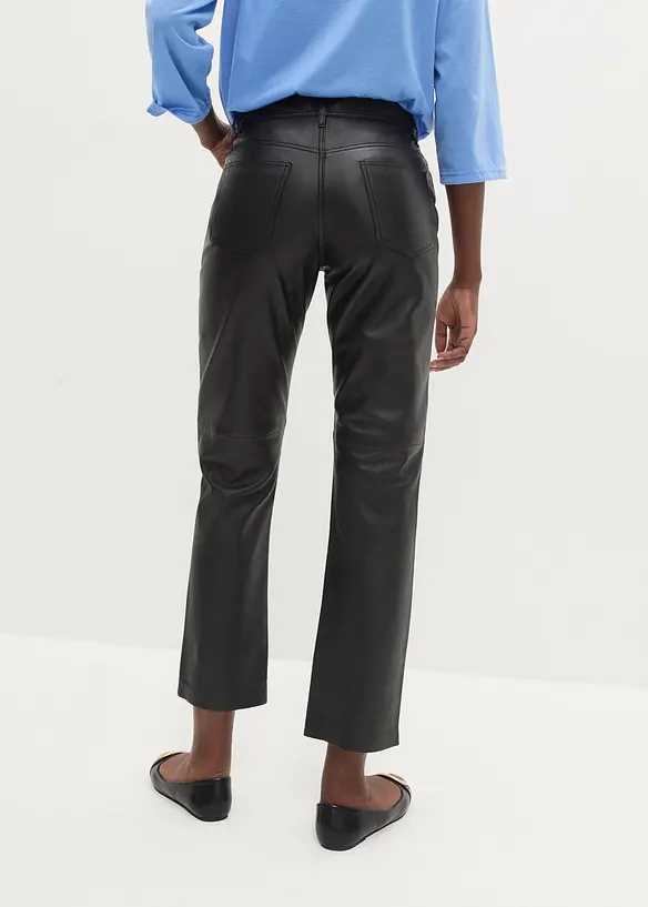 Lammnappa-Lederhose in schwarz von hinten - bonprix
