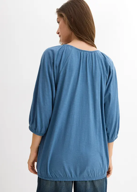 Shirtbluse aus reiner Bio-Baumwolle in blau von hinten (im Anschnitt) - bonprix