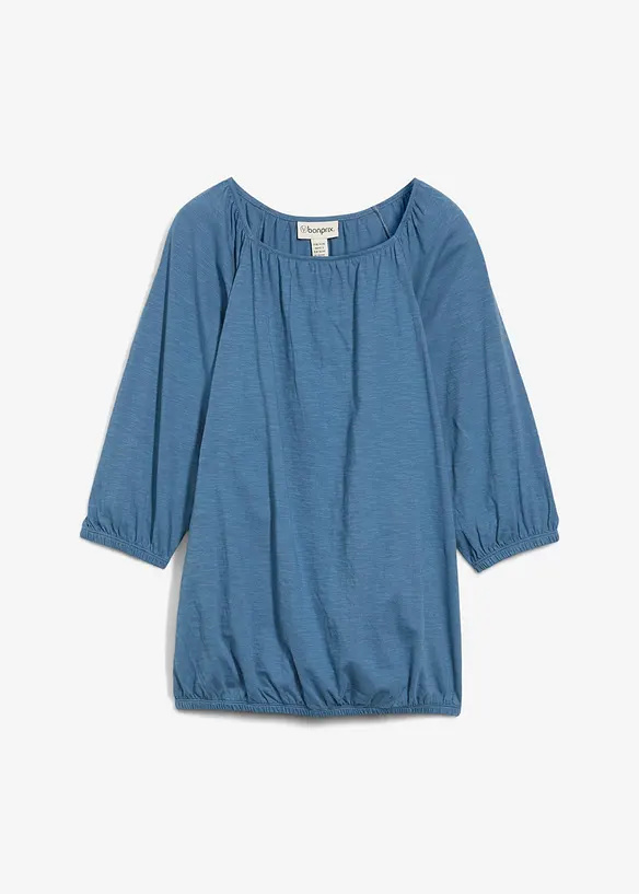 Shirtbluse aus reiner Bio-Baumwolle in blau von vorne - bonprix
