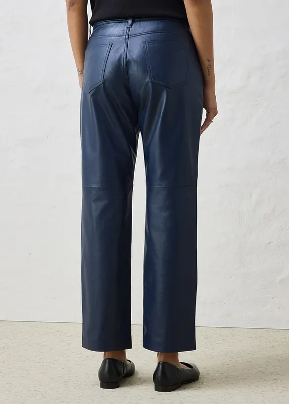 Lammnappa-Lederhose in blau von hinten - bonprix