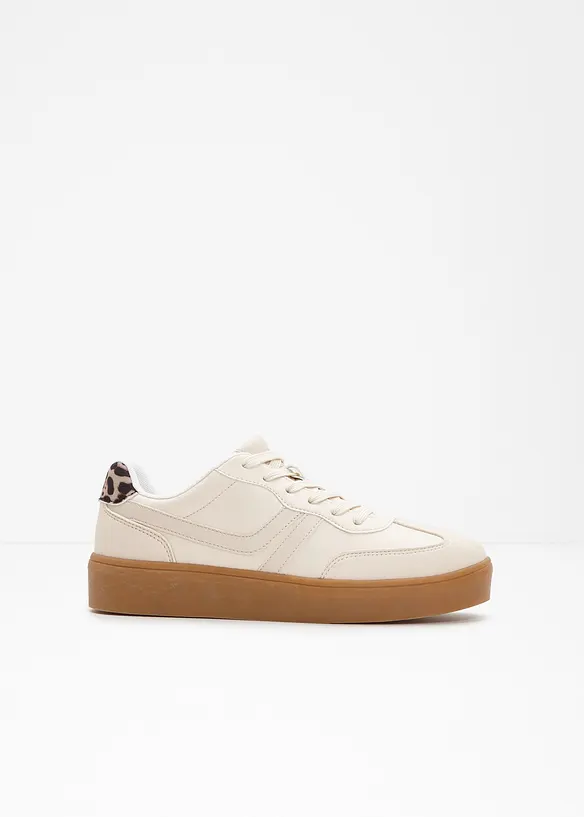 Plateau-Sneaker im Retrolook in weiß - bonprix