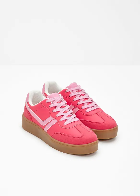 Plateau-Sneaker im Retrolook in pink - bonprix