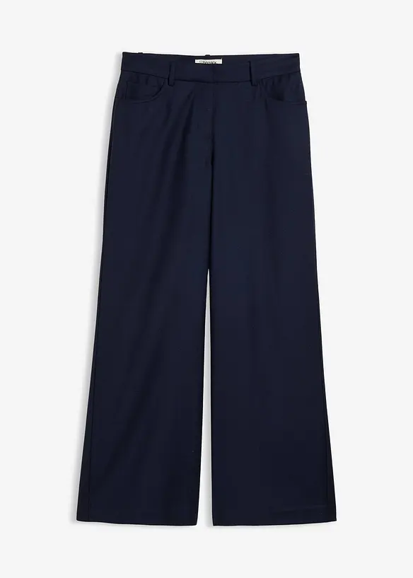 Weite 5-Pocket Hose mit Wolle in blau von vorne - bonprix