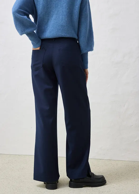Weite 5-Pocket Hose mit Wolle in blau von hinten - bonprix
