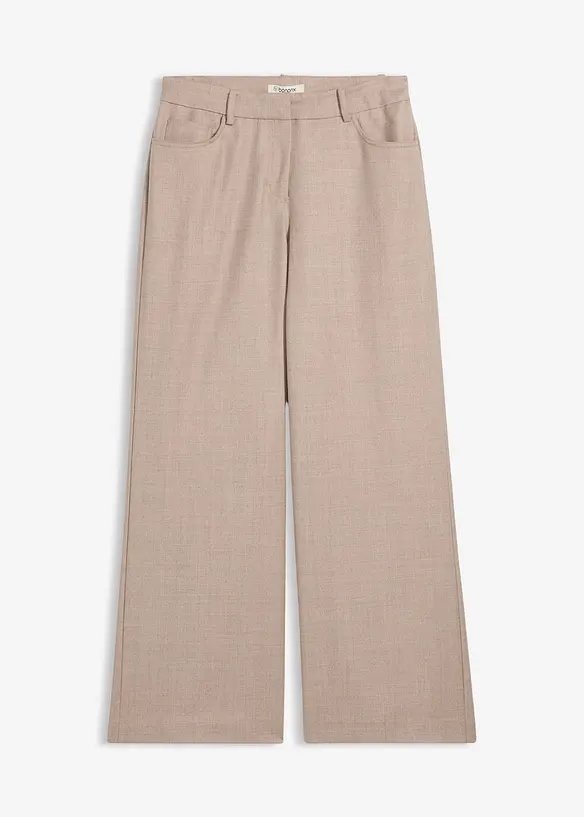 Weite 5-Pocket Hose mit Wolle in beige von vorne - bonprix