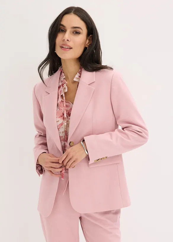 Blazer aus feinem Viskose-Mix in rosa von vorne (im Anschnitt) - bonprix