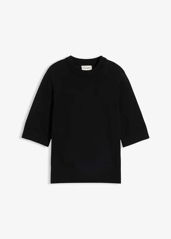 Pullover mit Seidenanteil in schwarz von vorne - bonprix Pullover mit Seidenanteil in schwarz von vorne - bonprix