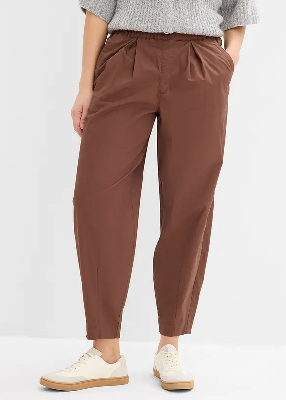 Twill-Barrel-Hose mit Bequembund aus Baumwoll-Mix in braun von vorne - bonprix Twill-Barrel-Hose mit Bequembund aus Baumwoll-Mix in braun von vorne - bonprix