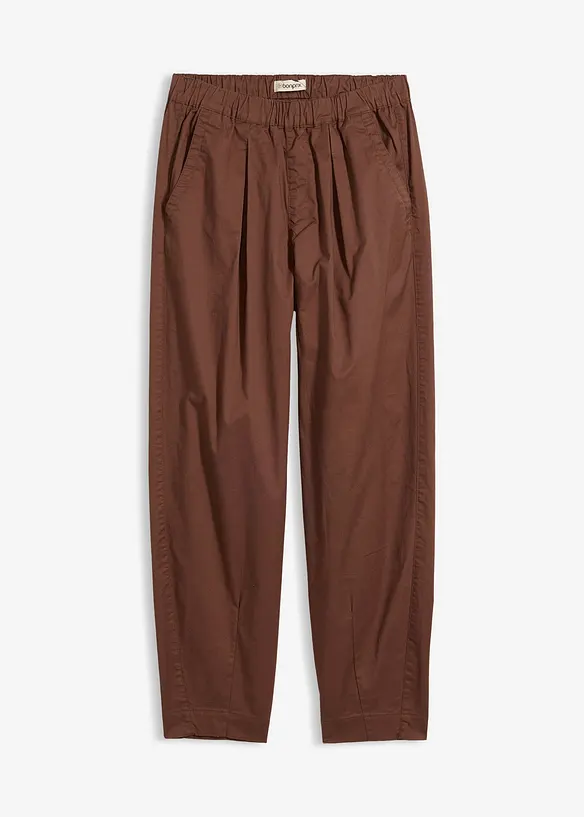 Twill-Barrel-Hose mit Bequembund aus Baumwoll-Mix in braun von vorne - bonprix Twill-Barrel-Hose mit Bequembund aus Baumwoll-Mix in braun von vorne - bonprix