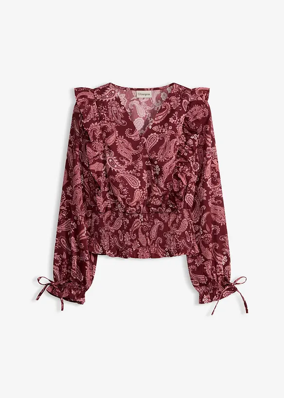 Bluse mit Volants und Smok in rot von vorne - bonprix