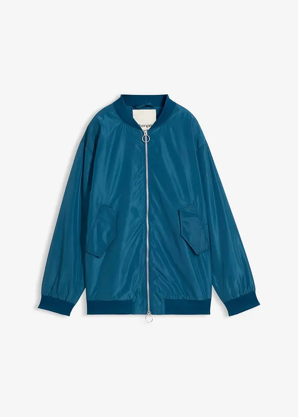 Weite Pilotenjacke mit Leofutter in petrol von vorne - bonprix Weite Pilotenjacke mit Leofutter in petrol von vorne - bonprix