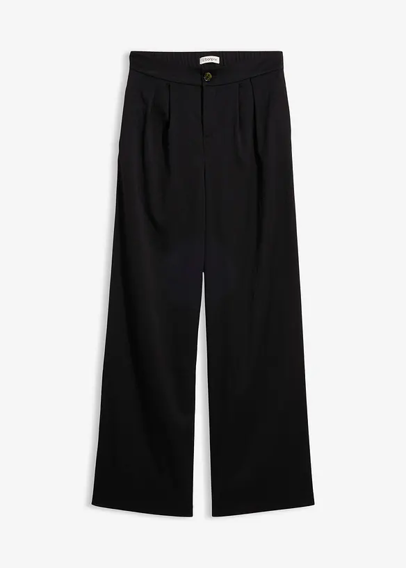 Bundfaltenhose aus softem Viskose-Mix in schwarz von vorne - bonprix