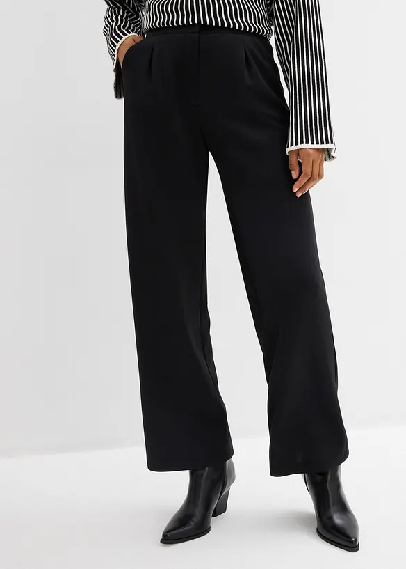 Bequeme Hose aus weichem Scuba in schwarz von vorne - bonprix Bequeme Hose aus weichem Scuba in schwarz von vorne - bonprix
