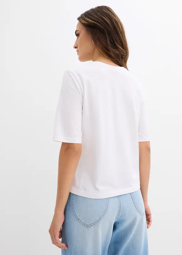 T-Shirt aus reiner Bio-Baumwolle mit Stickerei in weiß von hinten (im Anschnitt) - bonprix