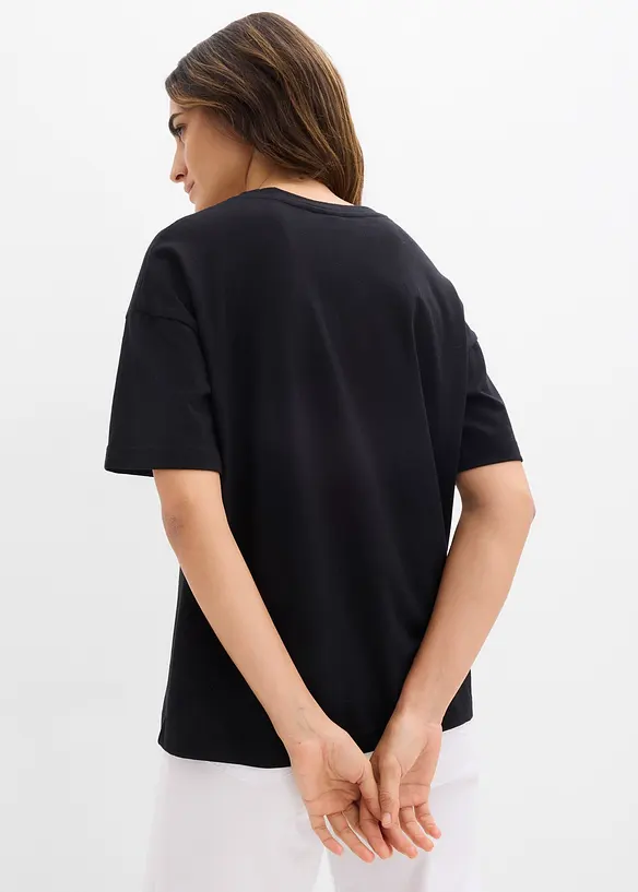 Weites T-Shirt aus reiner Bio-Baumwolle in schwarz von hinten (im Anschnitt) - bonprix Weites T-Shirt aus reiner Bio-Baumwolle in schwarz von hinten (im Anschnitt) - bonprix