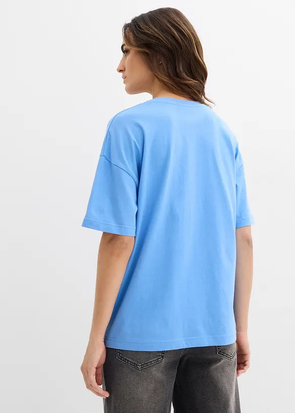 Weites T-Shirt aus reiner Bio-Baumwolle in blau von hinten (im Anschnitt) - bonprix Weites T-Shirt aus reiner Bio-Baumwolle in blau von hinten (im Anschnitt) - bonprix