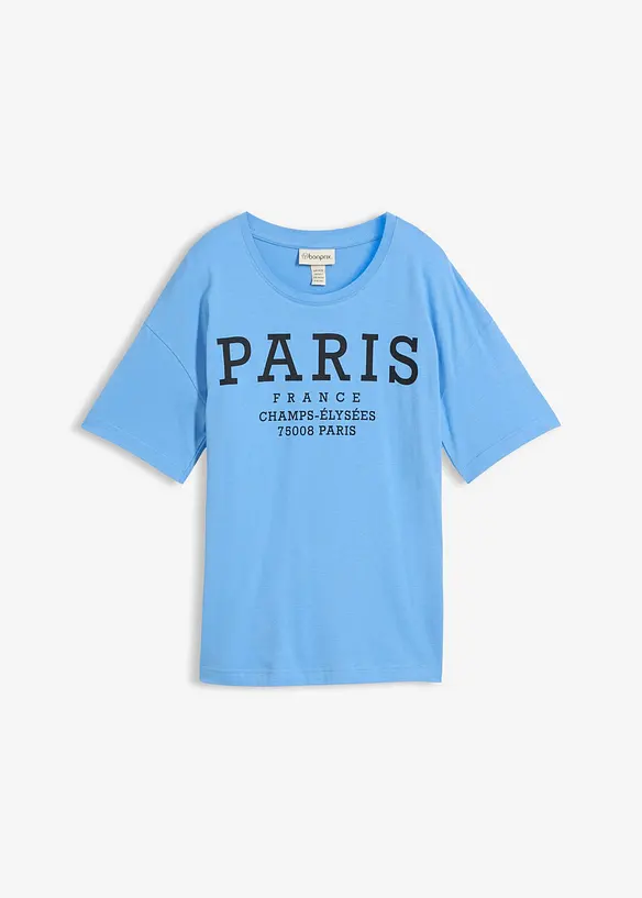 Weites T-Shirt aus reiner Bio-Baumwolle in blau von vorne - bonprix Weites T-Shirt aus reiner Bio-Baumwolle in blau von vorne - bonprix