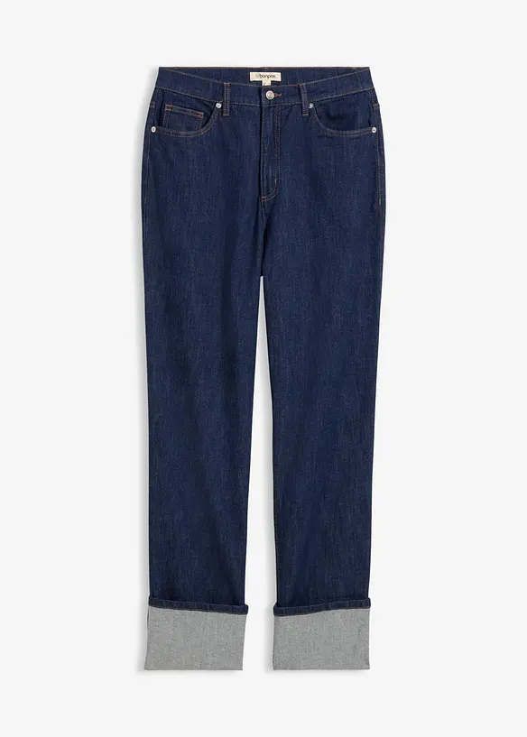 Loose Straight-Jeans High Waist in blau von vorne - bonprix