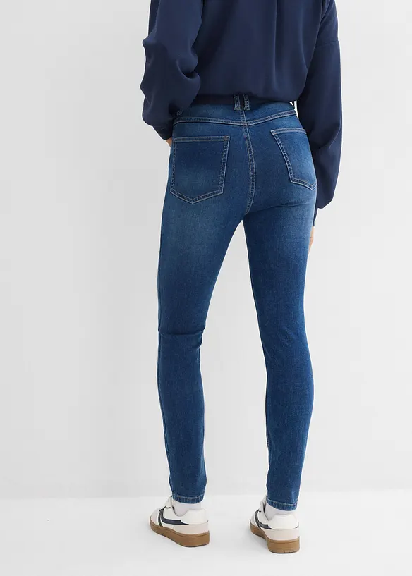 Skinny-Jeans High Waist, Bequembund in blau von hinten - bonprix