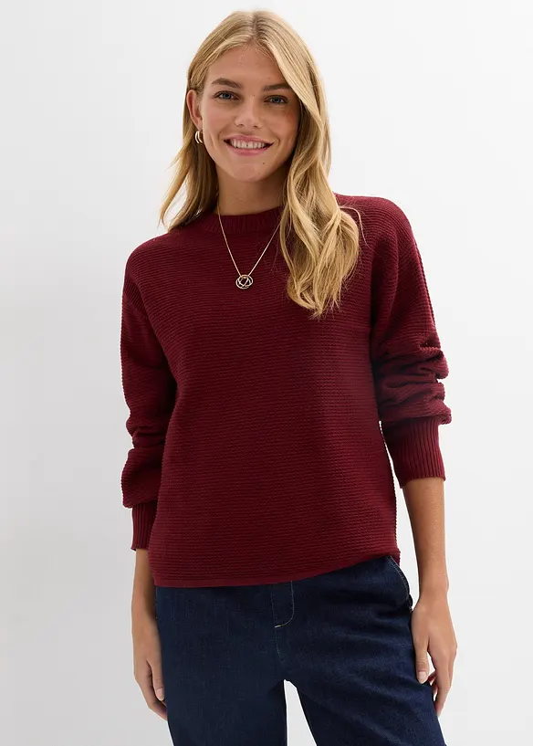 Pullover mit Baumwolle in rot von vorne (im Anschnitt) - bonprix Pullover mit Baumwolle in rot von vorne (im Anschnitt) - bonprix