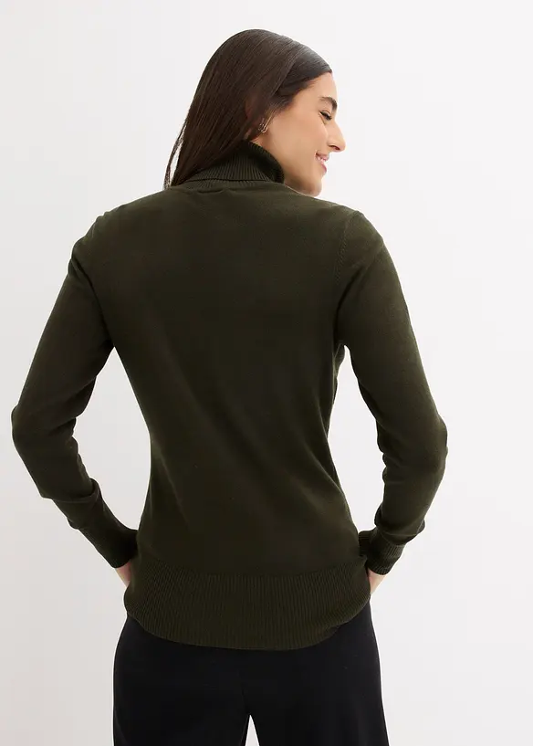 Feinstrick-Rollkragenpullover in grün von hinten (im Anschnitt) - bonprix Feinstrick-Rollkragenpullover in grün von hinten (im Anschnitt) - bonprix
