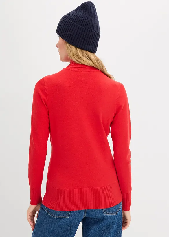 Basic Rollkragenpullover in rot von hinten (im Anschnitt) - bonprix