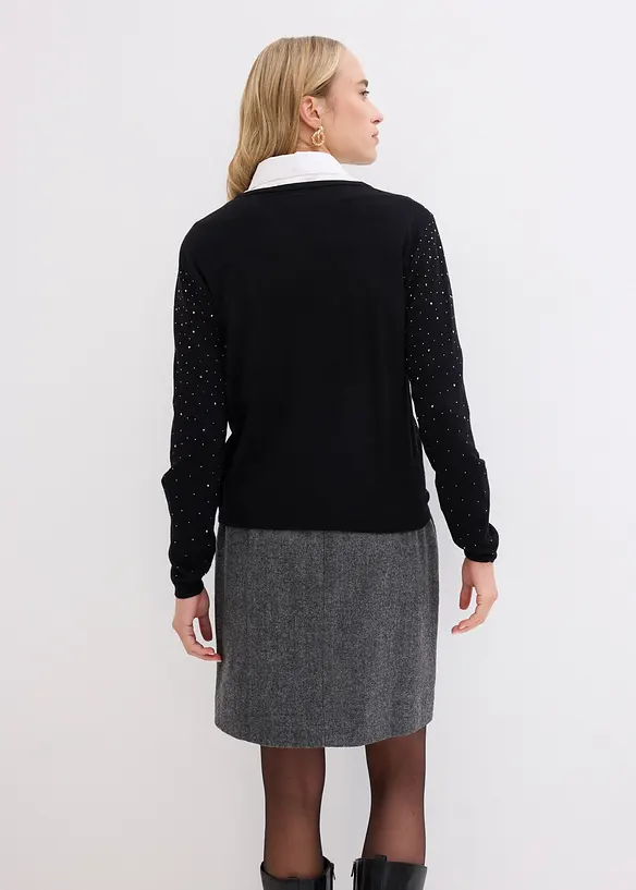 Strickjacke mit Glitzersteinchen in schwarz von hinten (im Anschnitt) - bonprix Strickjacke mit Glitzersteinchen in schwarz von hinten (im Anschnitt) - bonprix