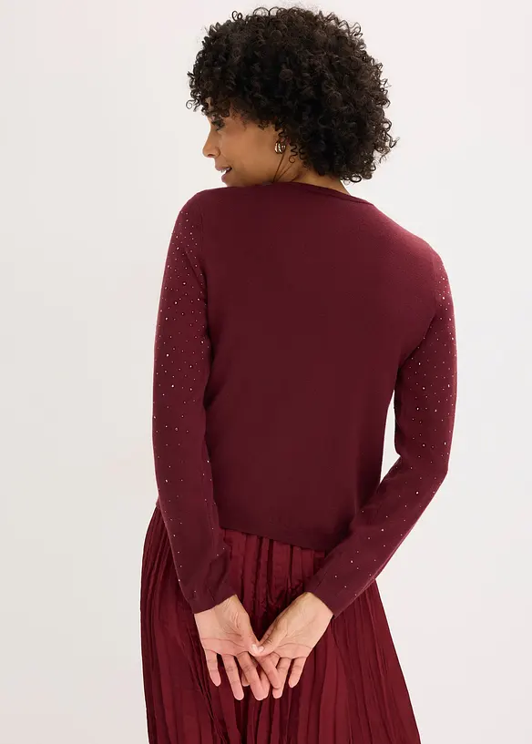 Strickjacke mit Glitzersteinchen in rot von hinten (im Anschnitt) - bonprix Strickjacke mit Glitzersteinchen in rot von hinten (im Anschnitt) - bonprix