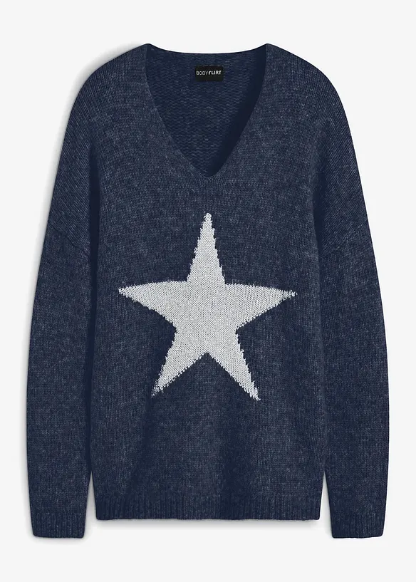 Pullover mit Stern in blau von vorne - bonprix Pullover mit Stern in blau von vorne - bonprix