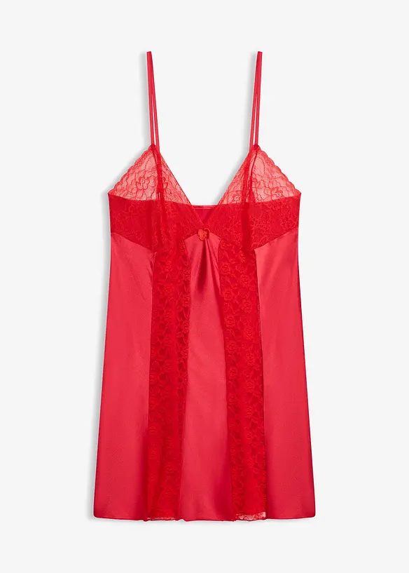 Satin Negligé in rot von vorne - bonprix