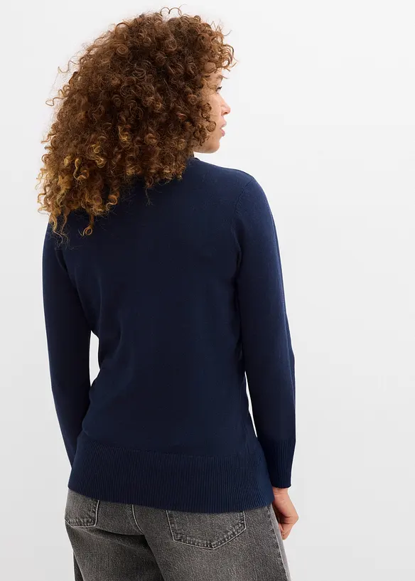 Basic Rollkragenpullover in blau von hinten (im Anschnitt) - bonprix