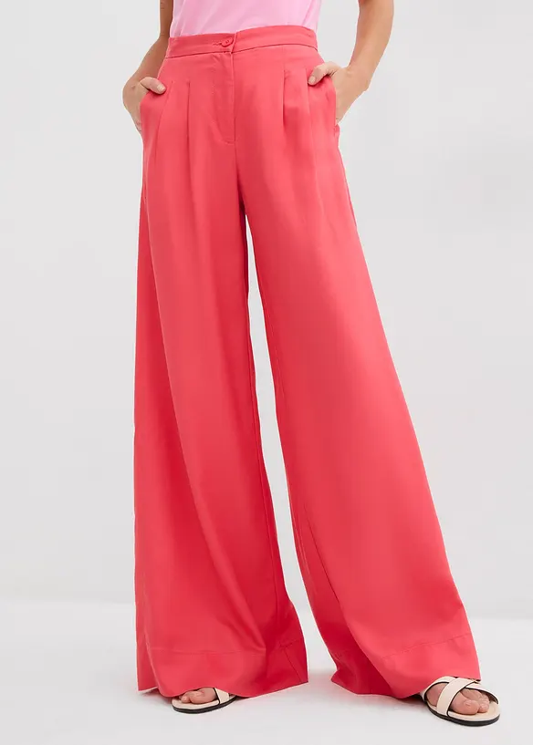 Bundfaltenhose aus fließendem Lyocell in pink von vorne - bonprix Bundfaltenhose aus fließendem Lyocell in pink von vorne - bonprix